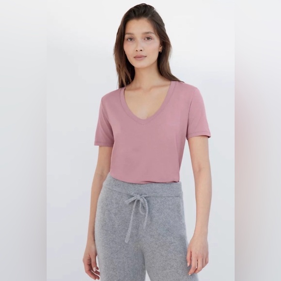 Women's Aritzia Babaton foundation v-neck t-shirt in soft orchid size small - Picture 3 of 9